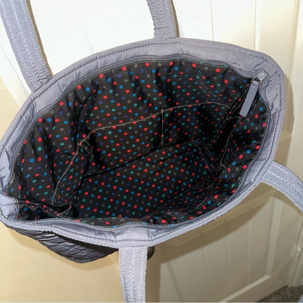 Vera Bradley Quilted Tote Bag Small‎ Pockets Vacation Casual Purse Handbag Gray - Picture 5 of 6